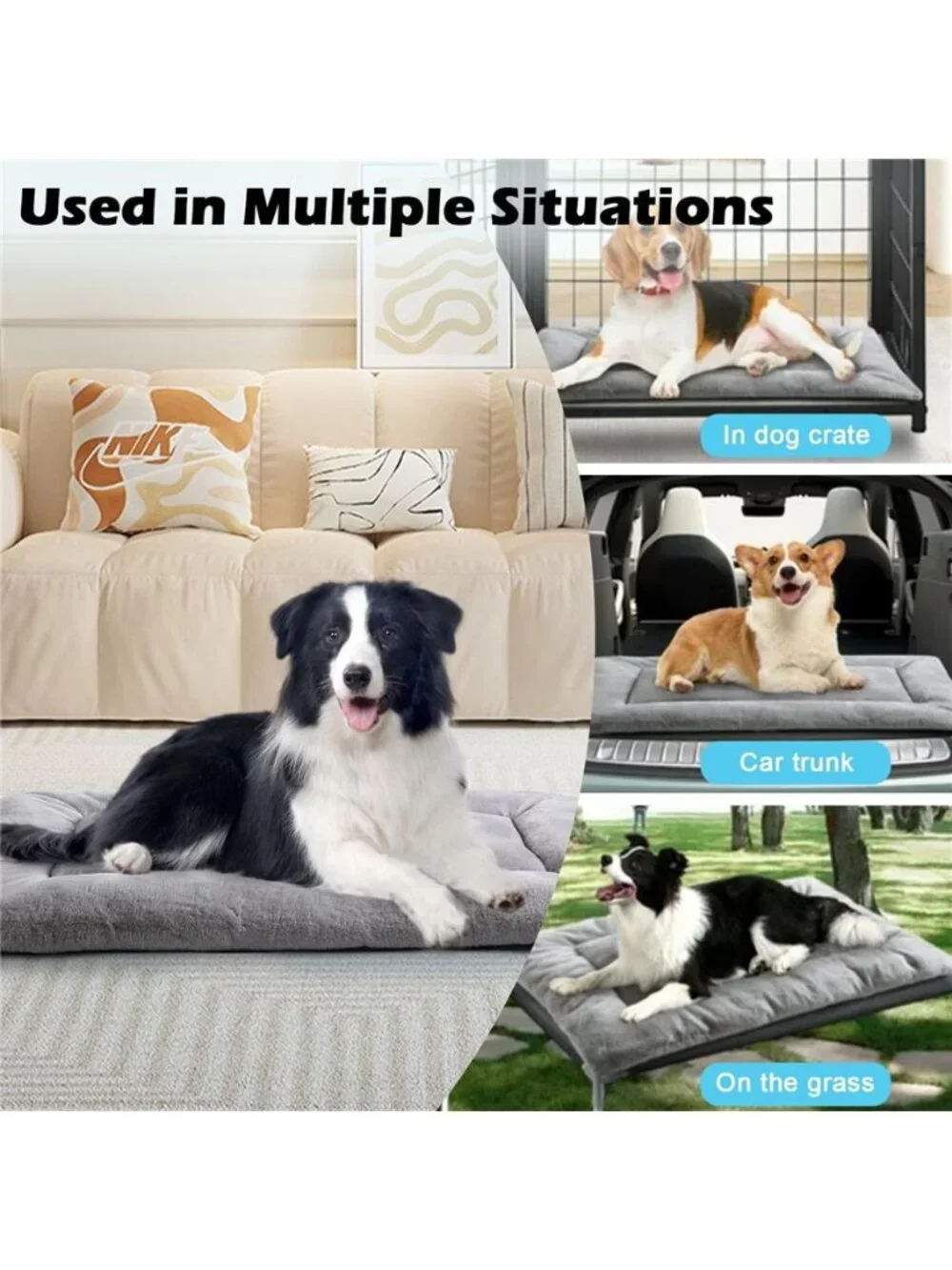 Plush Washable Dog Bed Ultra Soft Dog Crate Mat Kennel Pad Anti-Slip 30